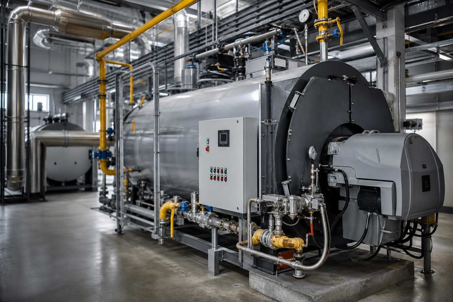 Industrial Boiler Plant in Realistic Photo Style Industrial Boiler Plant in Realistic Photo Style