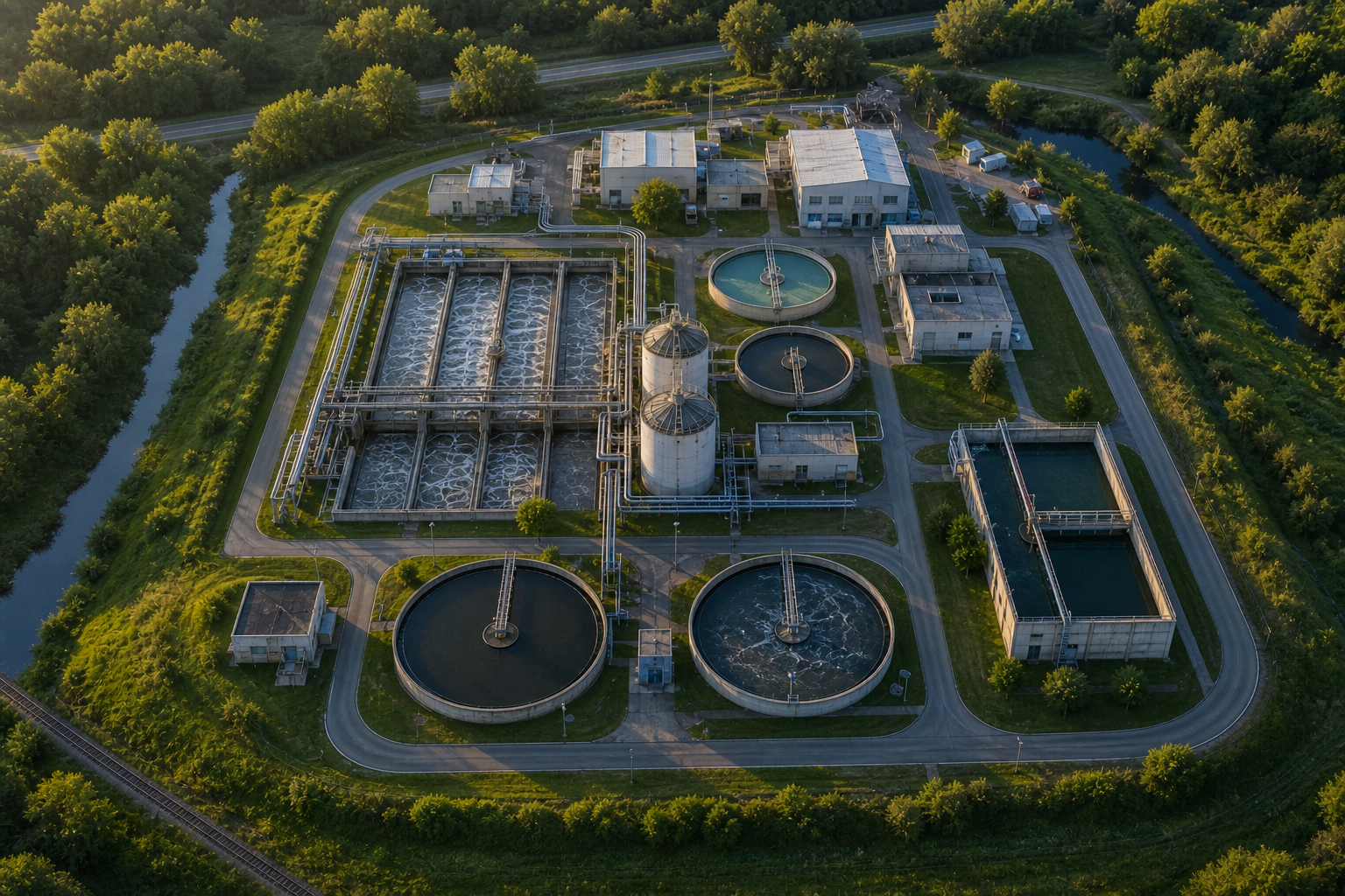 Industrial Wastewater Treatment Plant Aerial View-1 Industrial Wastewater Treatment Plant Aerial View-1